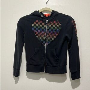 BUTTER Girls' Size S/7 Rhinestone Heart Hoodie